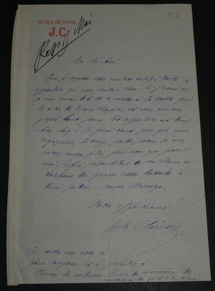 Jules CLARETIE, Romancier - LETTRE AUTOGRAPHE SIGN&Eacute;E SUR UN EVENEMENT FACHEUX. Jules CLARETIE