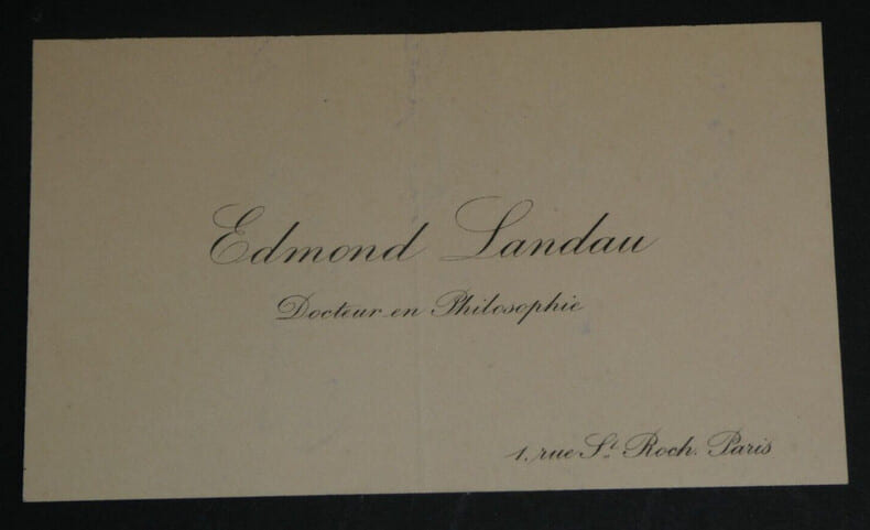 Edmund LANDAU, Math&eacute;maticien - CARTE DE VISITE. Edmund LANDAU