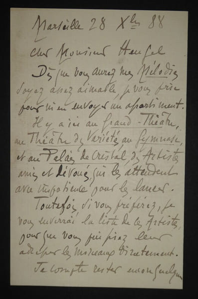 FLEGIER Ange - LETTRE AUTOGRAPHE SIGN&Eacute;E &Agrave; Henri HEUGEL, MARSEILLE 1888. Ange Fl&eacute;gier