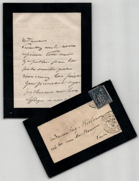 &Eacute;lise de Pressens&eacute;, Lettre autographe sign&eacute;e de condol&eacute;ances &agrave; Mme Eug&egrave;ne Kisler. &Eacute;lise de Pressens&eacute;