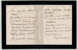 &Eacute;lise de Pressens&eacute;, Lettre autographe sign&eacute;e de condol&eacute;ances &agrave; Mme Eug&egrave;ne Kisler. &Eacute;lise de Pressens&eacute;