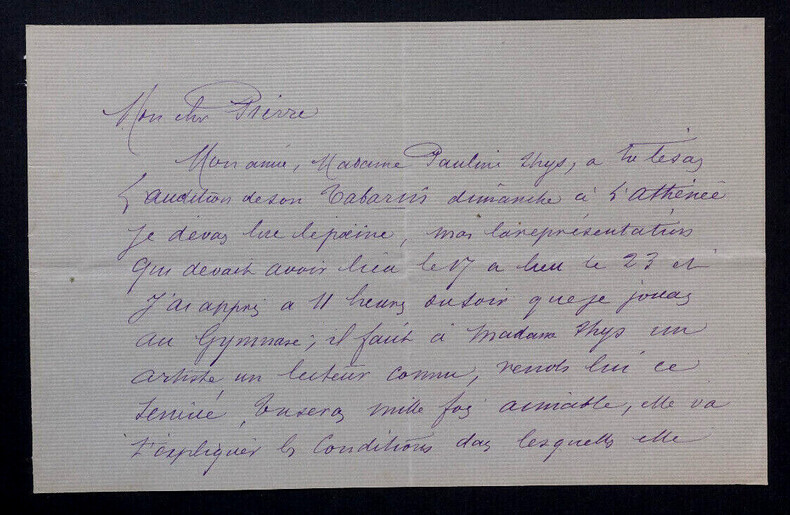 Gilles DE SAINT-GERMAIN, Com&eacute;dien - LETTRE AUTOGRAPHE SIGN&Eacute;E. Gilles DE SAINT-GERMAIN