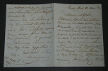 Pierre LEVASSOR - LETTRE AUTOGRAPHE SIGN&Eacute;E, 1854. Pierre LEVASSOR