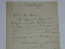 Georges Jules BERTRAND - DEUX LETTRES AUTOGRAPHES SIGN&Eacute;ES - 1913. Georges Jules BERTRAND