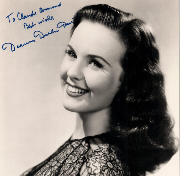 Deanna Durbin Actrice, PHOTOGRAPHIE D&Eacute;DICAC&Eacute;E SIGN&Eacute;E &agrave; la main Autographe. Deanna Durbin