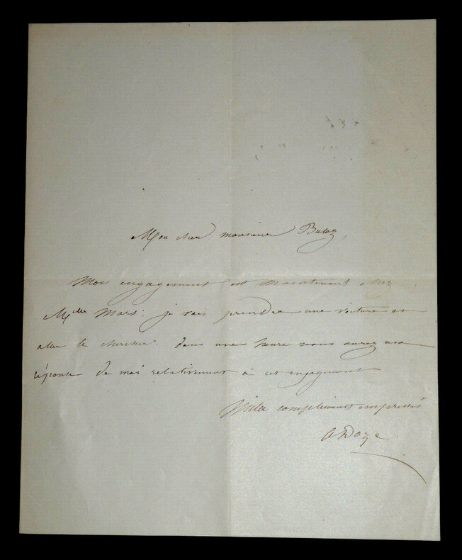 LETTRE AUTOGRAPHE SIGN&Eacute;E ADRESS&Eacute;E &Agrave; Fran&ccedil;ois BULOZ. Aim&eacute;e DOZE