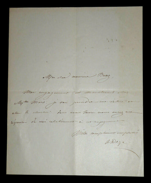LETTRE AUTOGRAPHE SIGN&Eacute;E ADRESS&Eacute;E &Agrave; Fran&ccedil;ois BULOZ. Aim&eacute;e DOZE