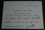 Michel LACLOTTE, Historien de l'art - CARTE DE VISITE AUTOGRAPHE. Michel LACLOTTE