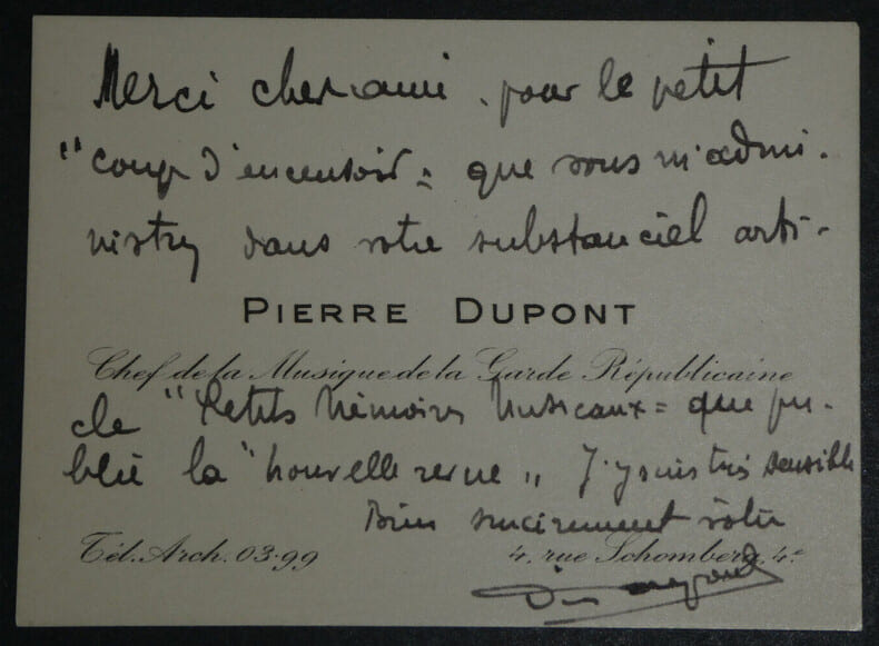 Pierre DUPONT, Chansonnier - Carte de visite autographe sign&eacute;e. Pierre DUPONT