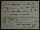 Pierre DUPONT, Chansonnier - Carte de visite autographe sign&eacute;e. Pierre DUPONT