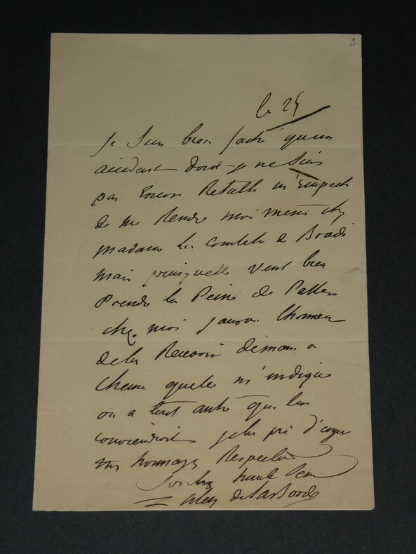 Alexandre de Laborde LETTRE AUTOGRAPHE SIGN&Eacute;E d'excuse, absence suite accident. Alexandre de Laborde