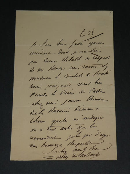 Alexandre de Laborde LETTRE AUTOGRAPHE SIGN&Eacute;E d'excuse, absence suite accident. Alexandre de Laborde