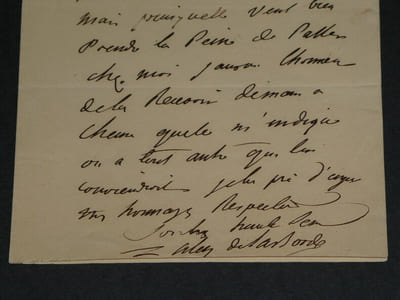 Alexandre de Laborde LETTRE AUTOGRAPHE SIGNÉE d'excuse, absence suite accident