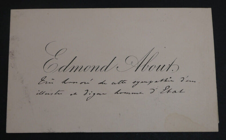 Edmond ABOUT, Ecrivain - CARTE DE VISITE AUTOGRAPHE. Edmond ABOUT