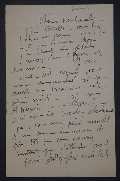 Jules GR&Uuml;N - Lettre autographe sign&eacute;e, demande &agrave; son mod&egrave;le de revenir 2 pages. Jules GR&Uuml;N