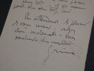 Jules GR&Uuml;N - Lettre autographe sign&eacute;e, demande &agrave; son mod&egrave;le de revenir 2 pages. Jules GR&Uuml;N
