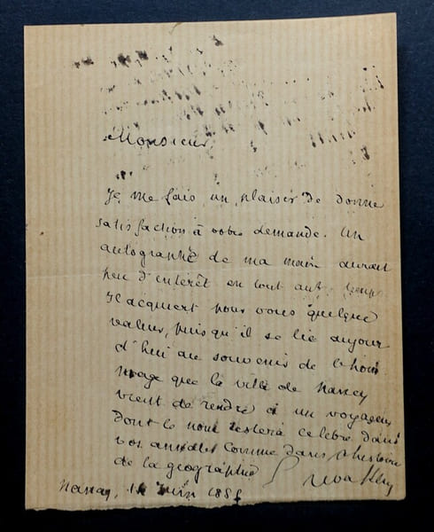 LETTRE AUTOGRAPHE SIGN&Eacute;E, A PROPOS D'UNE DEMANDE, NANCY 1885. LEVASSEUR Emile