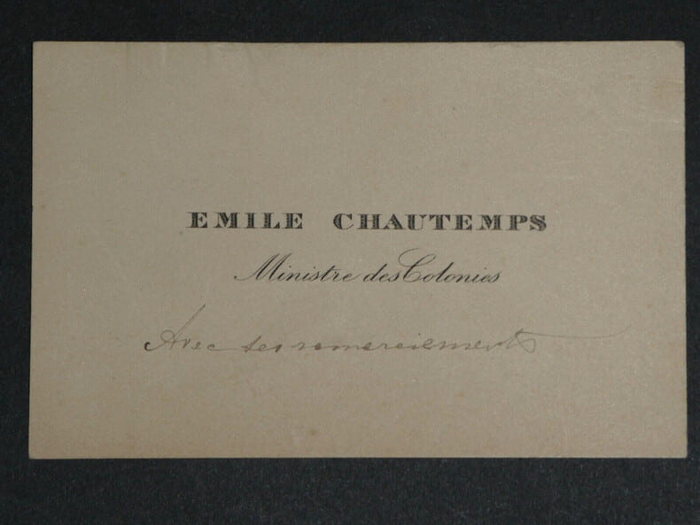 &Eacute;mile CHAUTEMPS - CARTE AUTOGRAPHE de remerciements, Ministre des Colonies. &Eacute;mile Chautemps