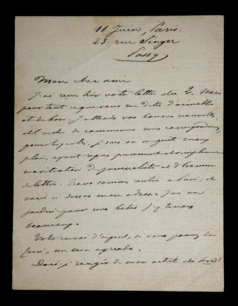 LETTRE AUTOGRAPHE SIGN&Eacute;E, Paris. Ernest Daudet