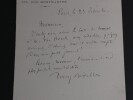 Tony R&Eacute;VILLON, Ecrivain et Homme politique - LETTRE AUTOGRAPHE SIGN&Eacute;E. Tony R&Eacute;VILLON
