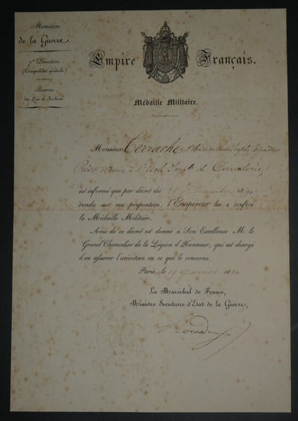 Jacques Louis RANDON - LETTRE SIGN&Eacute;E REMISE DE M&Eacute;DAILLE A Mr TERRACHE 1859. Jacques Louis RANDON