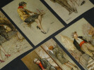 5 Cartes postales portraits de femmes curiosa sign&eacute;es Laporte, "Bas fonds de Paris". Laporte