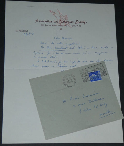 Marcel BERGER - LETTRE AUTOGRAPHE SIGN&Eacute;E "Les dieux tremblent", 1958. Marcel Berger
