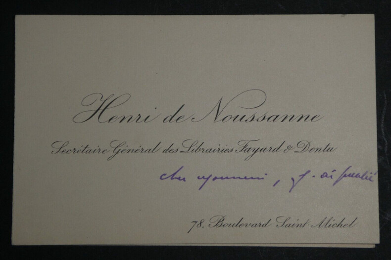 Henri de NOUSSANNE, Journaliste - CARTE DE VISITE AUTOGRAPHE SIGN&Eacute;E, 1896. Henri de NOUSSANNE