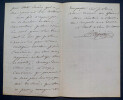 Albert VIZENTINI, Violoniste - LETTRE AUTOGRAPHE SIGN&Eacute;E, 1862. Albert VIZENTINI