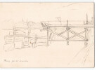 Dessin au crayon, quai des Invalides, par E. Phelipeau, 1922 environ. E. Phelipeau