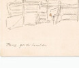Dessin au crayon, quai des Invalides, par E. Phelipeau, 1922 environ. E. Phelipeau