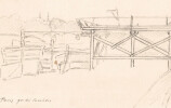 Dessin au crayon, quai des Invalides, par E. Phelipeau, 1922 environ. E. Phelipeau