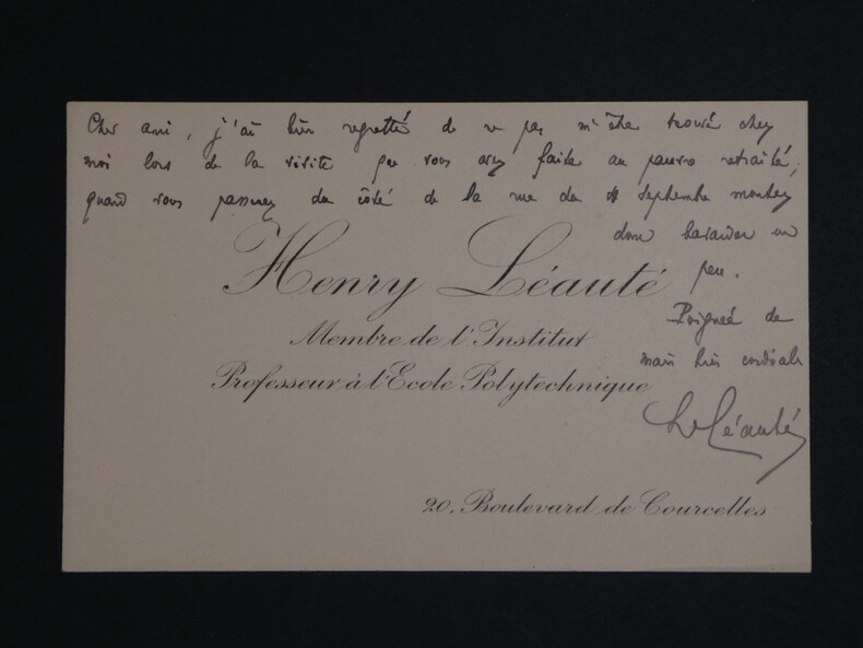 Henry L&Eacute;AUT&Eacute;, Ing&eacute;nieur - CARTE DE VISITE AUTOGRAPHE SIGN&Eacute;E. Henry L&Eacute;AUT&Eacute;