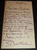BARTHOLOME Paul Albert - CARTE LETTRE AUTOGRAPHE SIGNEE A BILLOTTE, 1891. Paul Albert Bartholom&eacute;