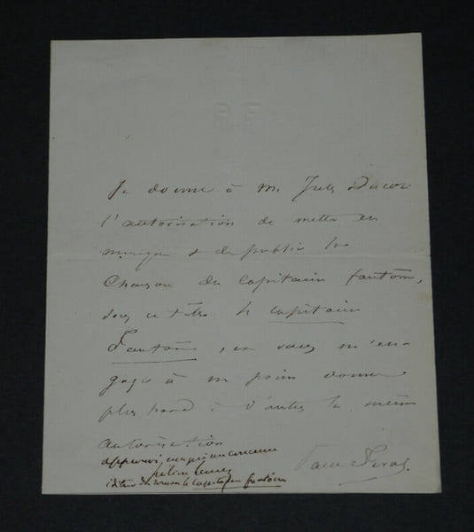 Paul F&Eacute;VAL, &Eacute;crivain - LETTRE AUTOGRAPHE SIGN&Eacute;E. Paul F&Eacute;VAL