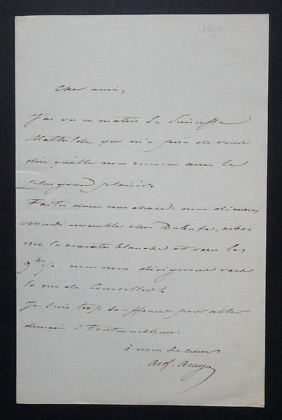 Alfred ARAGO - LETTRE AUTOGRAPHE SIGN&Eacute;E. Alfred ARAGO