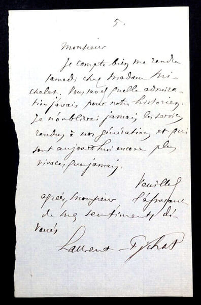 L&eacute;on LAURENT-PICHAT, Po&egrave;te - LETTRE AUTOGRAPHE SIGN&Eacute;E, MORT DE Jules MICHELET. L&eacute;on LAURENT-PICHAT