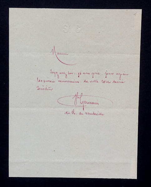 Gilles DE SAINT-GERMAIN, Com&eacute;dien - LETTRE AUTOGRAPHE SIGN&Eacute;E. Gilles DE SAINT-GERMAIN