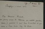 Jules TROUBAT - LETTRE AUTOGRAPHE SIGN&Eacute;E &Agrave; Emile AUCANTE, 1881. Jules TROUBAT