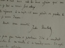 Jules TROUBAT - LETTRE AUTOGRAPHE SIGN&Eacute;E &Agrave; Emile AUCANTE, 1881. Jules TROUBAT