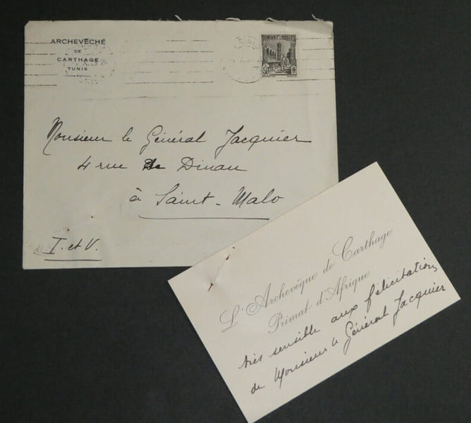 Alexis LEMA&Icirc;TRE, religieux - Carte de visite autographe au G&eacute;n&eacute;ral JACQUIER. Alexis LEMA&Icirc;TRE