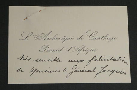 Alexis LEMAÎTRE, religieux - Carte de visite autographe au Général JACQUIER