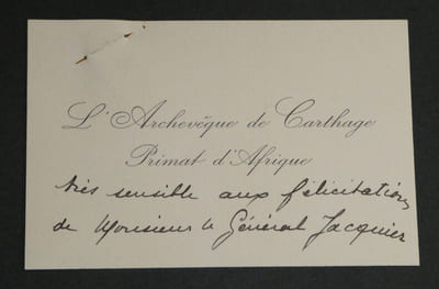 Alexis LEMAÎTRE, religieux - Carte de visite autographe au Général JACQUIER