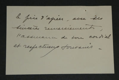 Alexis LEMAÎTRE, religieux - Carte de visite autographe au Général JACQUIER