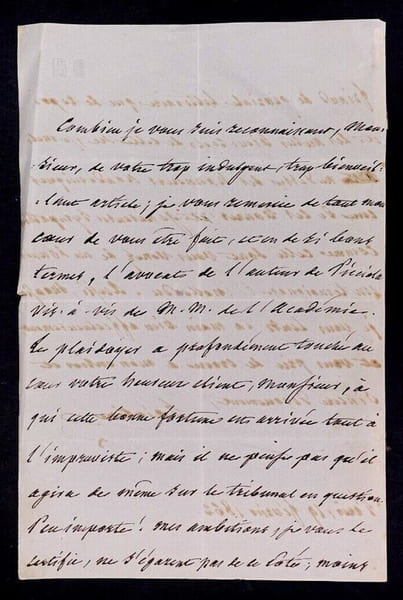 Joseph-Xavier BONIFACE dit SAINTINE - LETTRE AUTOGRAPHE SIGN&Eacute;E, 1862. Joseph-Xavier BONIFACE dit SAINTINE