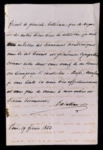 Joseph-Xavier BONIFACE dit SAINTINE - LETTRE AUTOGRAPHE SIGNÉE, 1862
