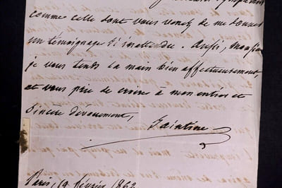 Joseph-Xavier BONIFACE dit SAINTINE - LETTRE AUTOGRAPHE SIGNÉE, 1862