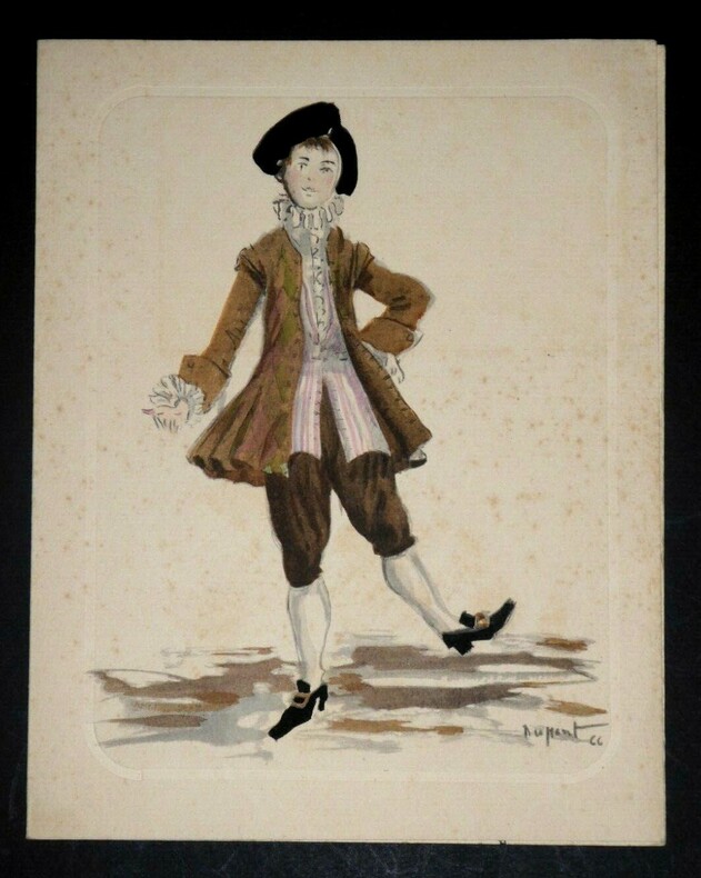 CARTE DE VOEUX AUTOGRAPHE SIGN&Eacute;E ET ILLUSTR&Eacute;E PAR M.J. DUPONT. Henri Guisol