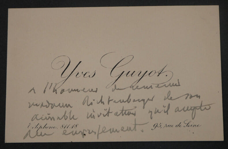 Yves GUYOT, Homme politique - CARTE DE VISITE AUTOGRAPHE. Yves GUYOT