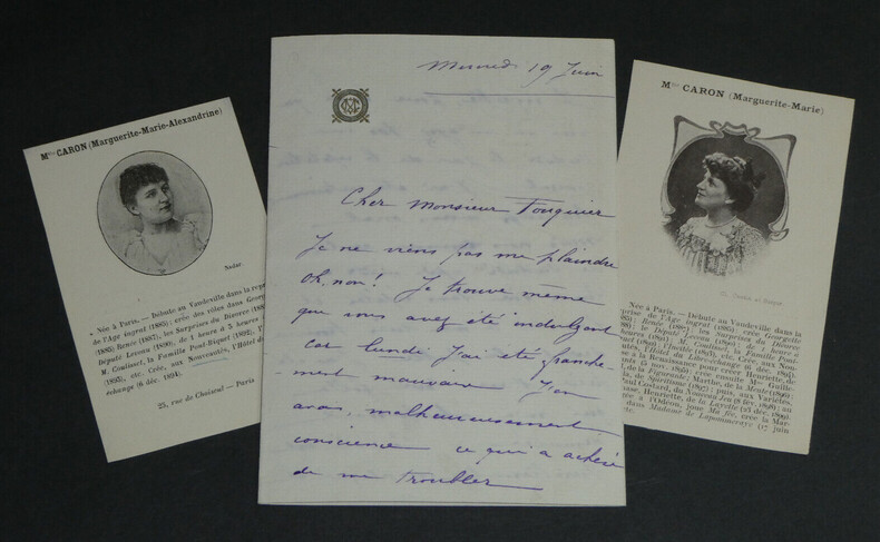 Marguerite-Marie CARON - Lettre autographe sign&eacute;e et deux coupures de journaux. Marguerite-Marie CARON